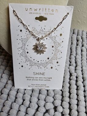 NWT Unwritten Shine Silver Plated Eye Sunburst Necklace